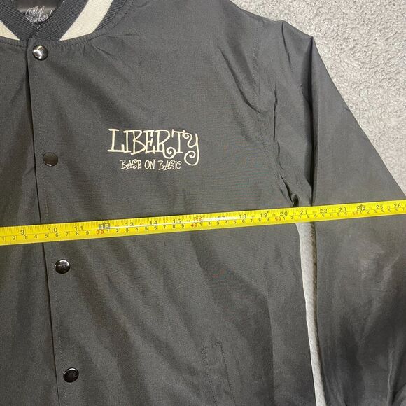 Vintage Liberty Varsity Jacket Mens XL Black Button Front Slim Fit - Picture 3 of 13